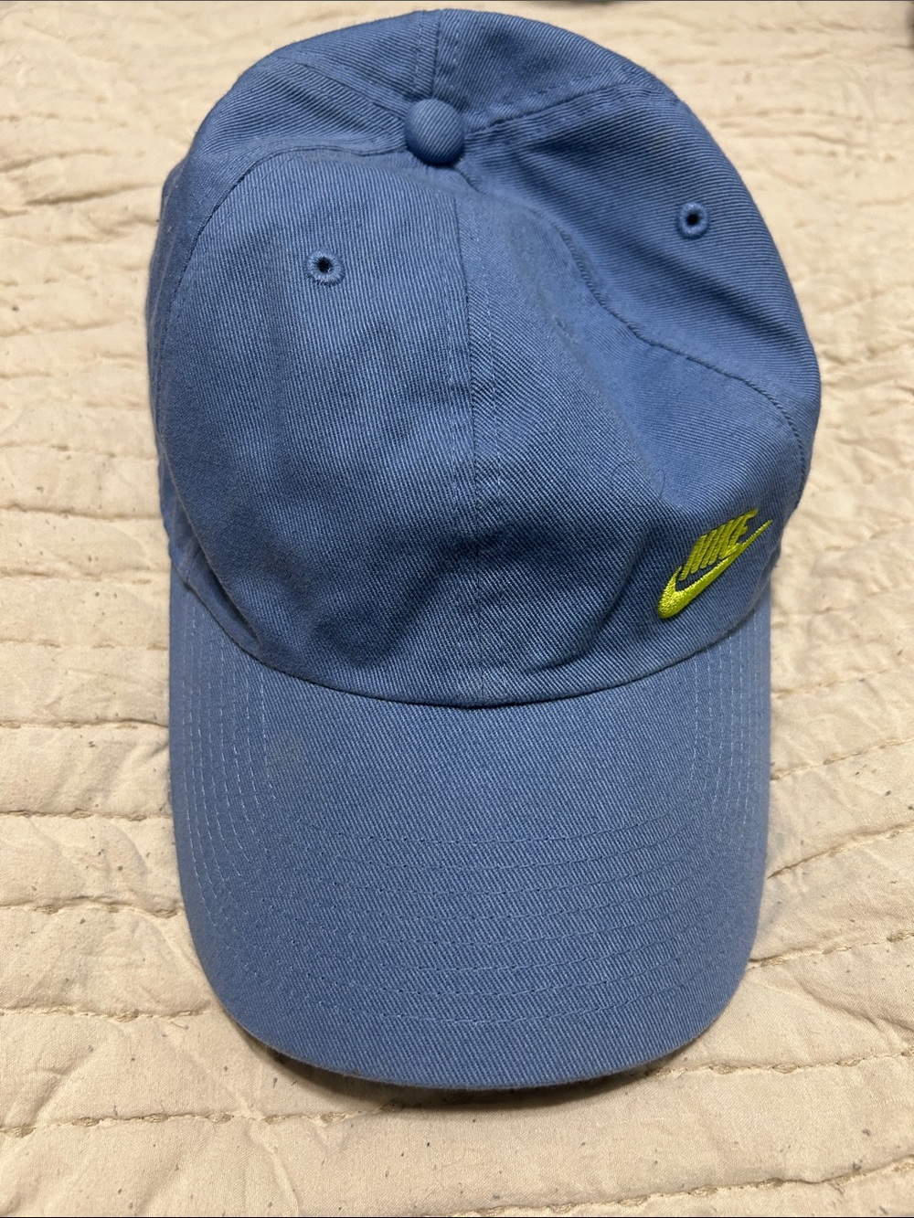 Nike Slate Blue Cap with Neon Yellow Swoosh
